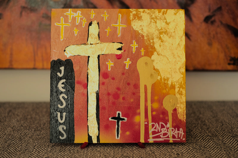 Christmas Gift - JESUS - Painted 8"x8" wooden panel