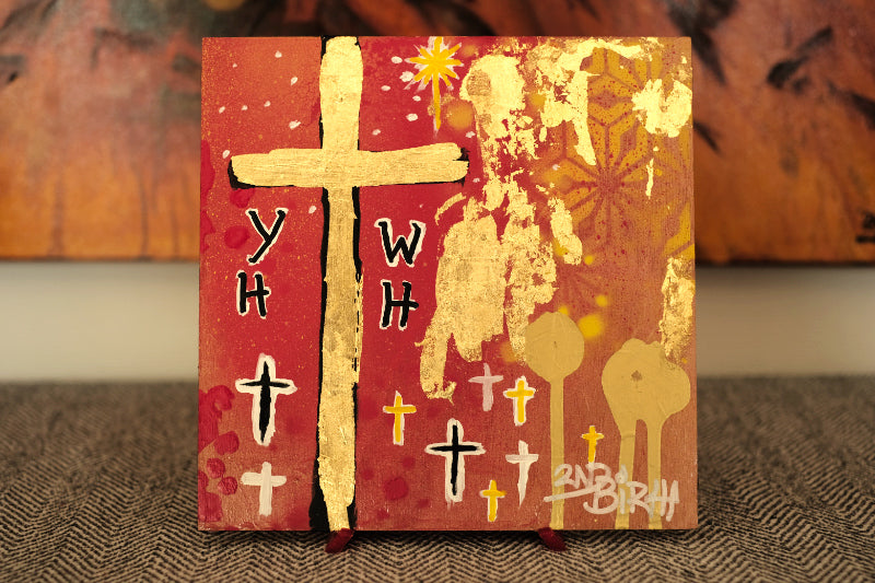 Christmas Gift - YHWH - Painted 8"x8" wooden panel